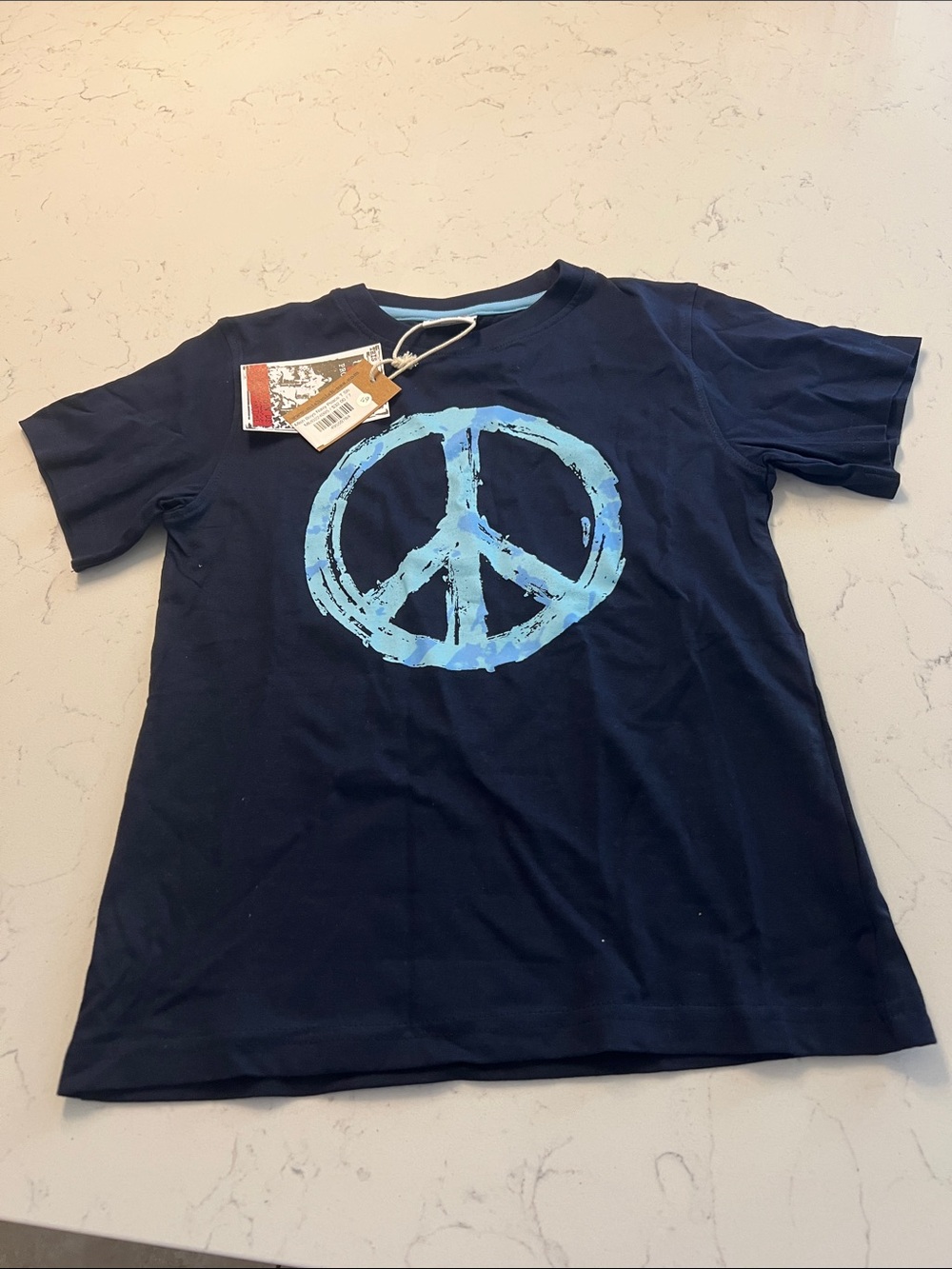 MISH Boys Navy Blue Peace Sign Graphic T-Shirt NWT Size 7